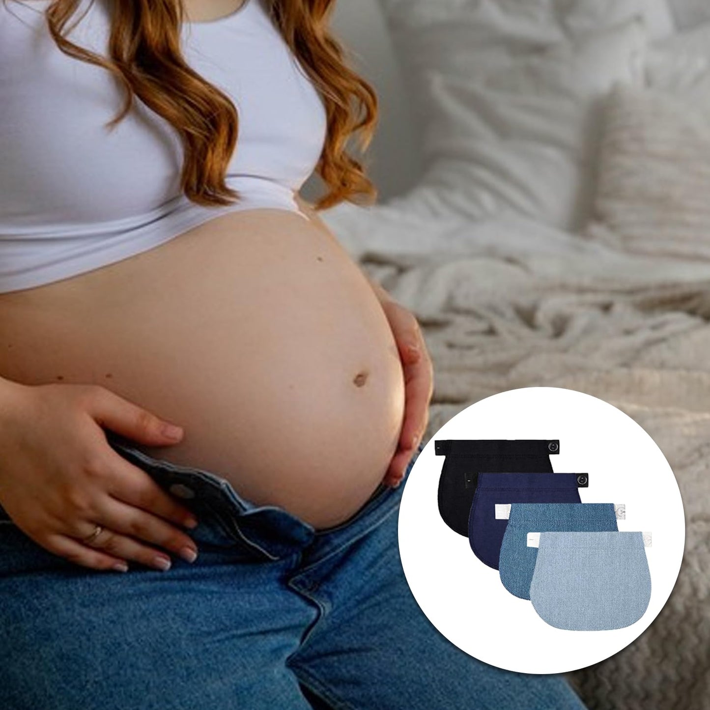 4 StüCk Hosenerweiterung Schwangerschaft, HosenverläNgerung, Hosenerweiterung FüR Schwangere Frauen, Hosenbunderweiterung Wird Mit 1 Schwarz Hosenknopf VerläNgerung (Schwarz Blau Hellblau Dunkelblau).