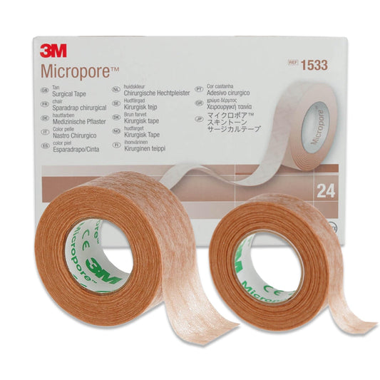 3M Micropore Tape Vliespflaster Hautfarben mit Anwendungstipps by P-Beauty - medizinisches Klebeband Wimpernverlängerung, Hautpflaster Hypoallergen, Atmungsaktiv, Wasserfest (1,25cmx9,14m, 1 Rolle)