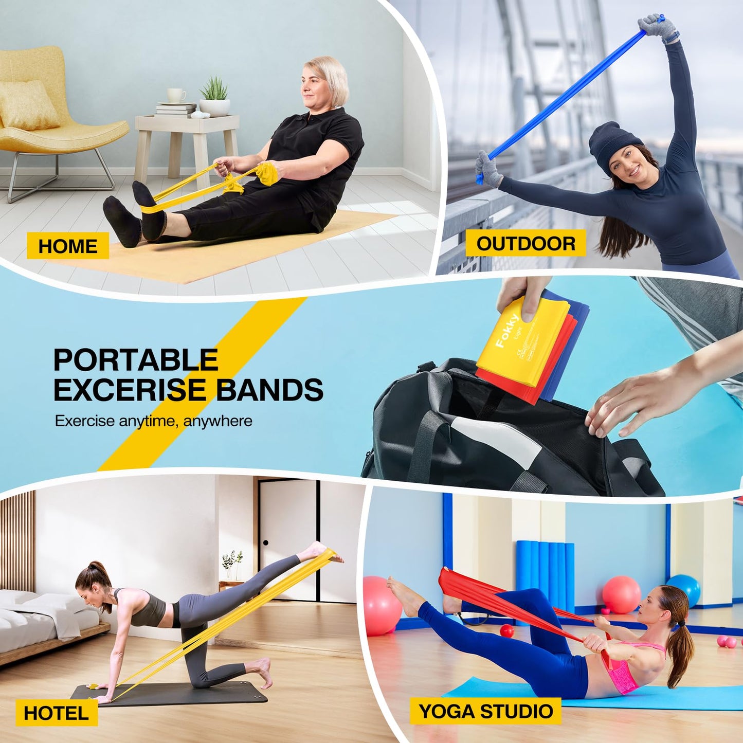 3er-Set 1.5M/2M Lang Fitnessbänder Widerstandsbänder in 3 Stärke,100% Natur Latex Resistance Bands Gymnastikband für Crossfit, Muskelaufbau, Yoga, Pilates für Männer und Frauen