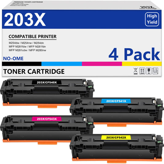 203X Kompatible für HP 203X 203A Toner für Color Laserjet Pro MFP M281fdw M281fdn M281cdw M280nw, Laserjet Pro M254dw M254dn M254nw (Schwarz Cyan Gelb Magenta, 4er-Pack)