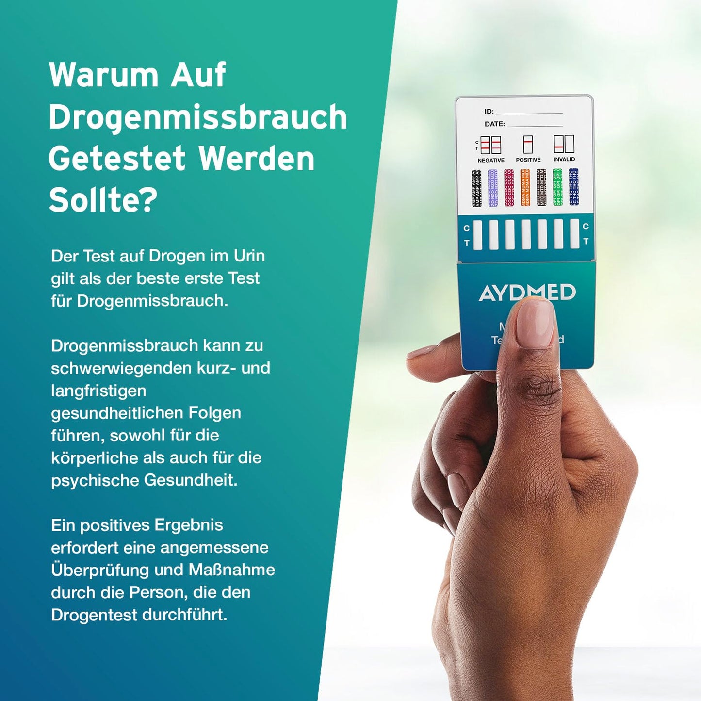 5 x AYDMED 7-in-1-Drogentest Schnelltest | Drogentest für Selbsttest-Urin-Screening | Drogentests zum Nachweis von Kokain, Opiate, Methadon, Amphetamine, Cannabis, Ecstasy und Benzodiazepine