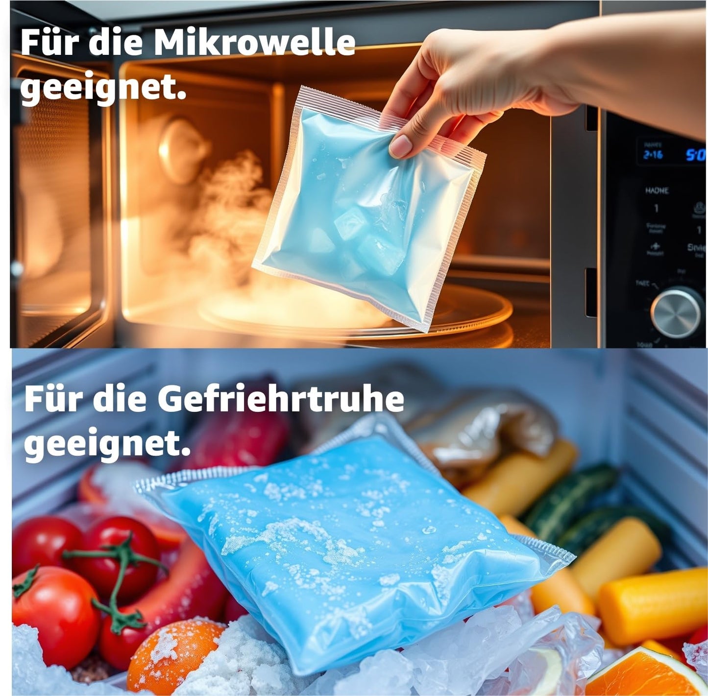 2x Kalt Warm Kompressen - MADE IN GERMANY - Kühlpads Set 29x12 cm - Vielseitige Kühl- und Warmkissen, Gelkissen