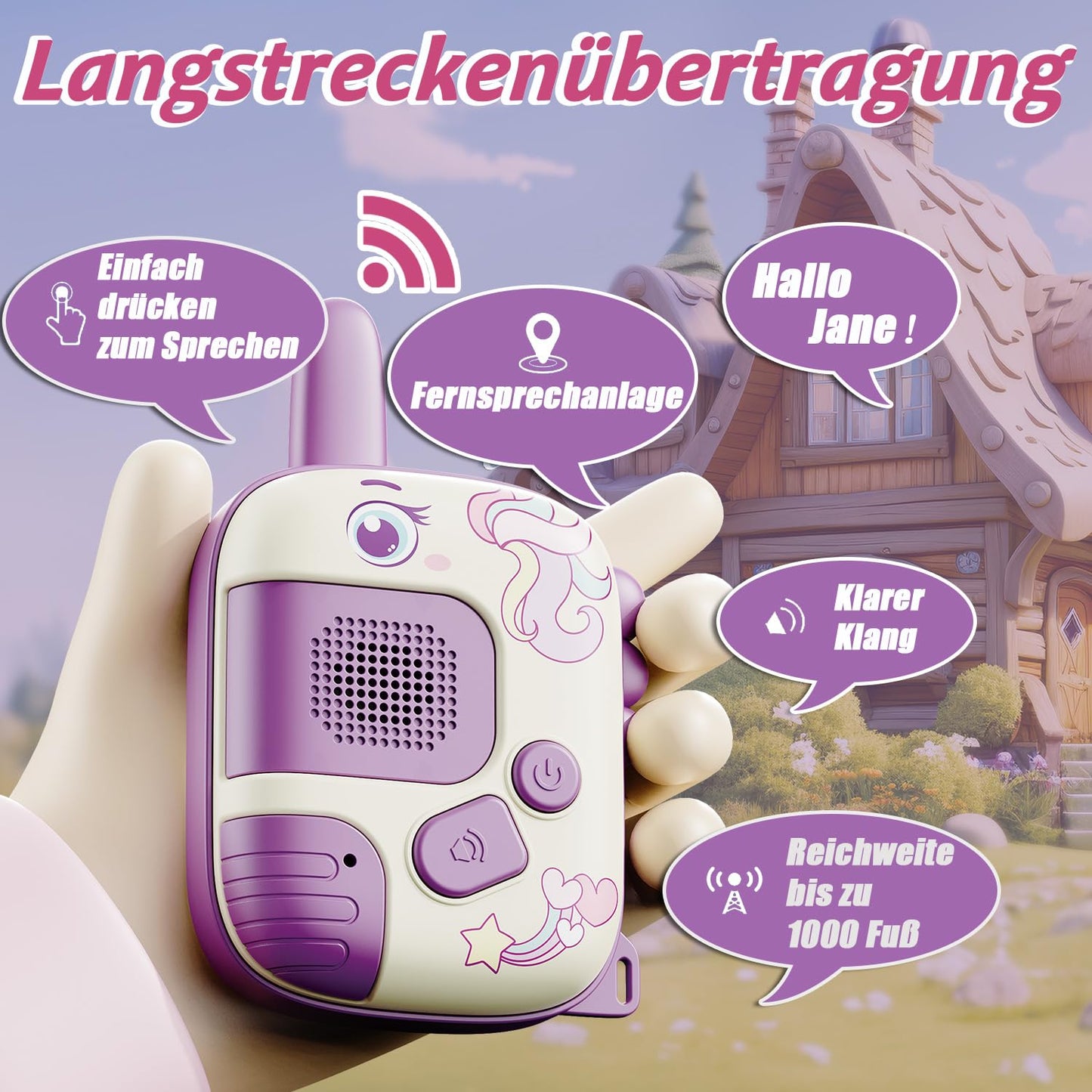 2PCS Walkie Talkies Kinder, Einhorn Geschenke für Mädchen Spielzeug ab 3 4 5 6 Jahre Geschenke Mädchen Outdoor Spiele für Kinder Walki Talki Kinderspielzeug Weihnachten Geschenkideen Einhorn Spielzeug
