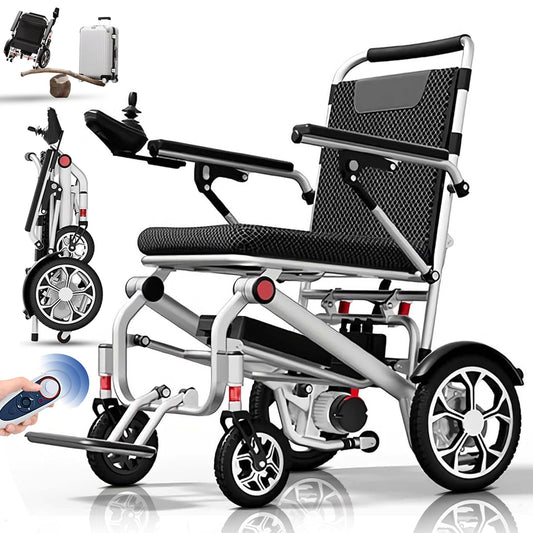25KM Elektro Rollstuhl Faltbar Leicht Elektrorollstuhl, 14.9 Kg, Tragfähigkeit 150 Kg, Faltbar Elektrorollstuhl FüR Die Wohnung, Rollstuhl Elektrisch Tragbarer für Erwachsene und Senioren (12ah)
