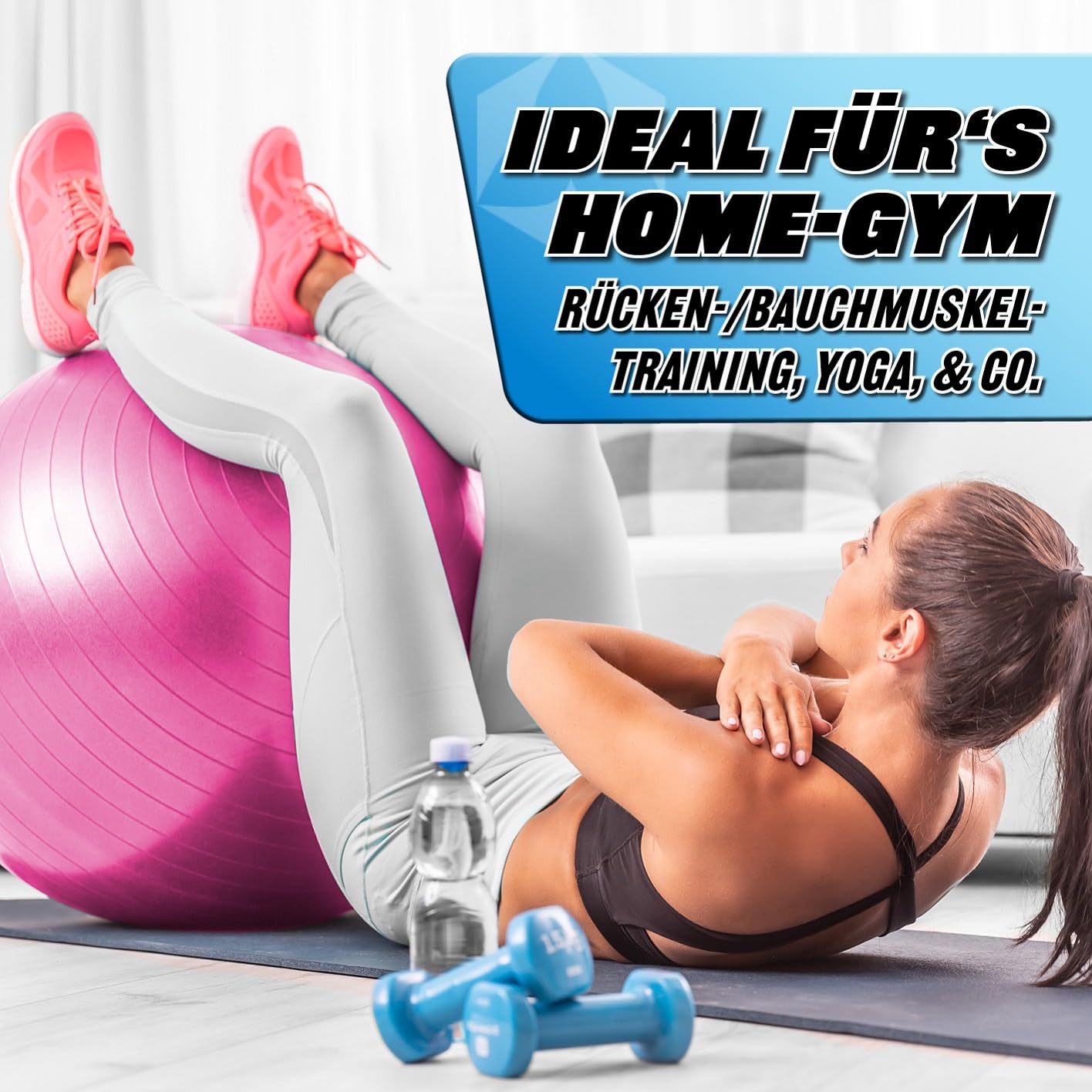 #DoYourFitness Gymnastikball inkl. Ballpumpe | Fitness Sitzball in 55cm bis 85cm | Anti-Burst | Trainingsball für Yoga, Pilates, Gym, Büro & Schwangerschaft | Fitnessball & Balance für Core-Training