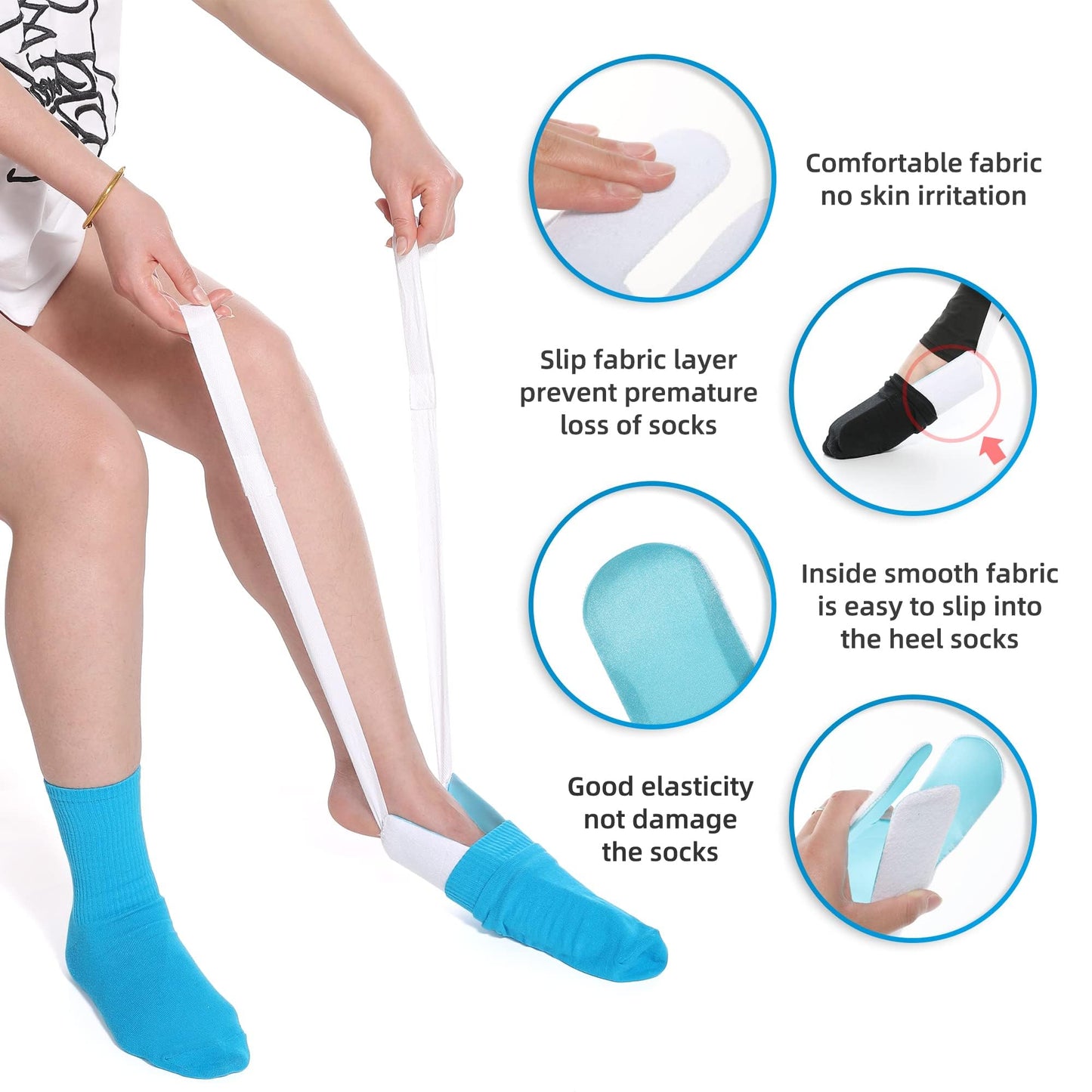 2 Stück Anziehhilfe für Socken und Hosen, Anziehhilfe für ältere und behinderte schwangere Frauen (Sockenanziehhilfe*1, Anziehhilfe für Hosen*1)