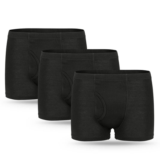 3 Stück Inkontinenz Pants Männer, Herren-Boxershorts für Inkontinenz mit saugfähigem Pad 300 ml Urinkapazität Baumwolle Waschbar Unterwäsche für Männer Schwarz XXL