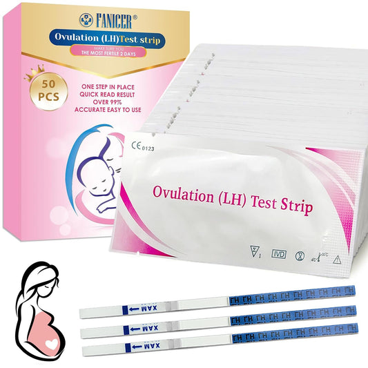 50 Stück Ovaluationstests, Optimaler Sensitivität Ovulationstests, Ovulationstest 25 miu/ml, Ovulationstests für Eisprung, Fruchtbarkeitstest für Frauen, Leicht Anzuwenden
