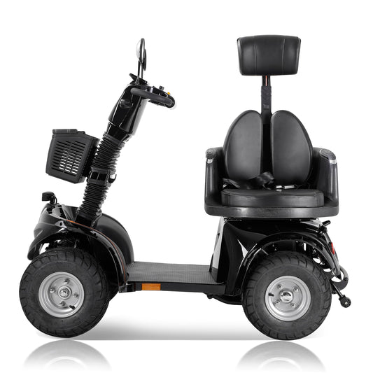 ZVGREEN-Mobilitätsroller mit 4 Rädern-Seniorenmobil-Kapitänssitz-Max. 15km/h-geräumiger Stauraum-drehbarer Sitz-Elektromagnetische Bremse (DJD2D glänzend schwarz-15)