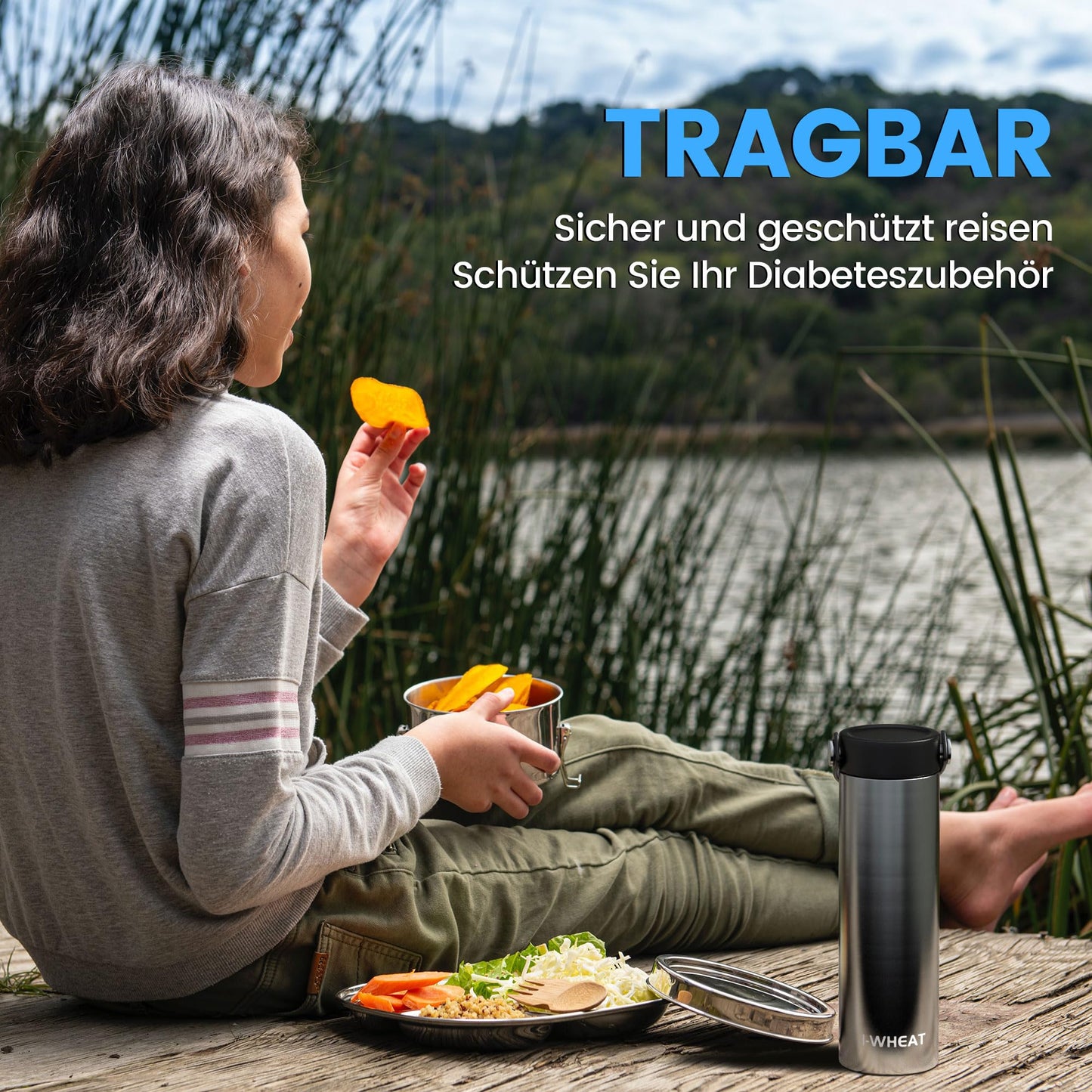 1-WHEAT Insulin Kühltasche 3-5 Pens, Insulin Kühlbox 2-8 Grad, Medikamenten Kühlbox für Reisen, Insulin Kühler Flugzeug Diabetiker Tasche mit 2 Kühlakkus, Insulin Pen Tasche(Silber)