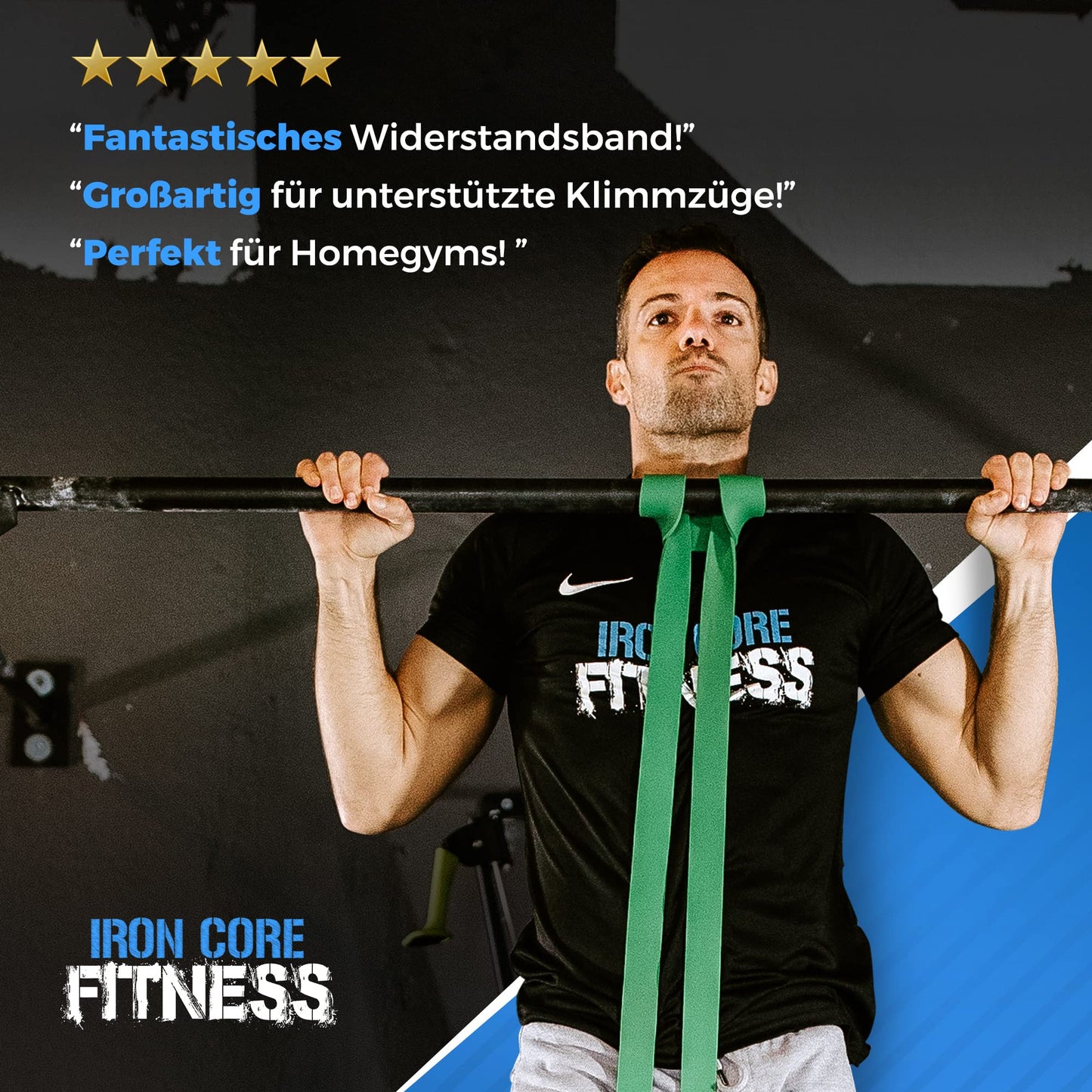 5 Klimmzug-Hilfsband-Set für Fitnessstudio, Training, Kraft, Mobilität, Dehnung Schweres, mittleres und leichtes von Iron Core Fitness. Long Resistance Band Pull ups