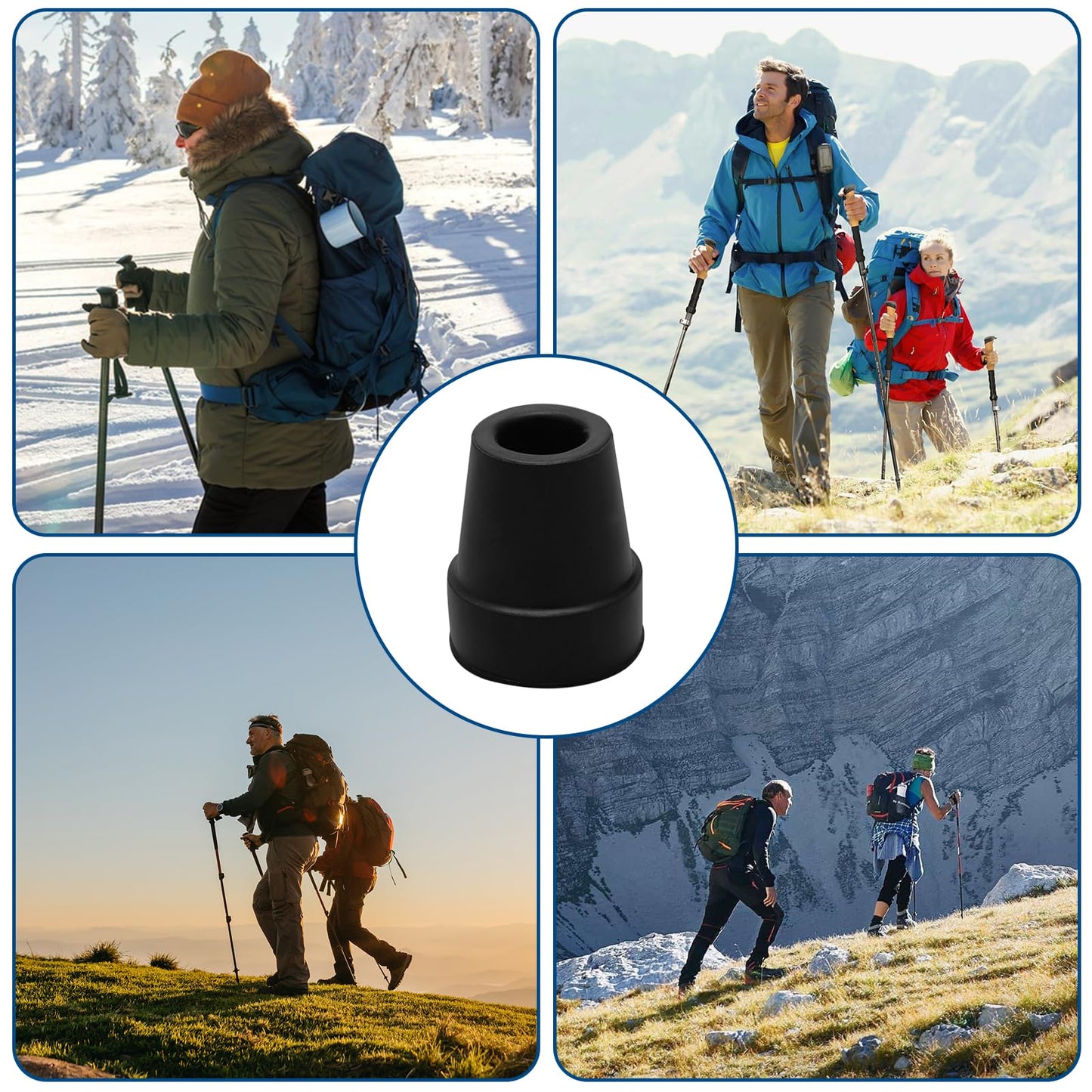 4 Stück Gummipuffer für Wanderstöcke, 19mm Gehstock Gummipuffer, Krücken Gummi, Walking Stöcke Gummipuffer, rutschfeste Gummispitzen für Wanderstöcke, Senioren Krücken, Stöcke, Gehstöcke