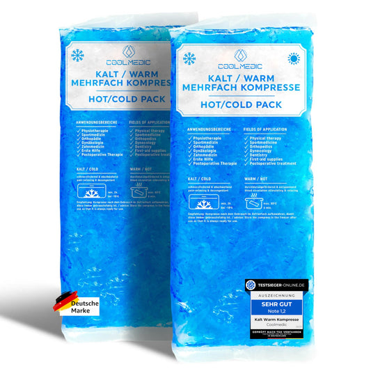 2X Premium Kühlpad Kühlkompresse | XXL Kalt Warm Kompresse 29x12cm | Mehrfach-Kompresse Kühlpads Gel als Kühlkissen Kaltkompresse z. Kühlen von Schmerzen f. Kinder & Erwachsene Blau