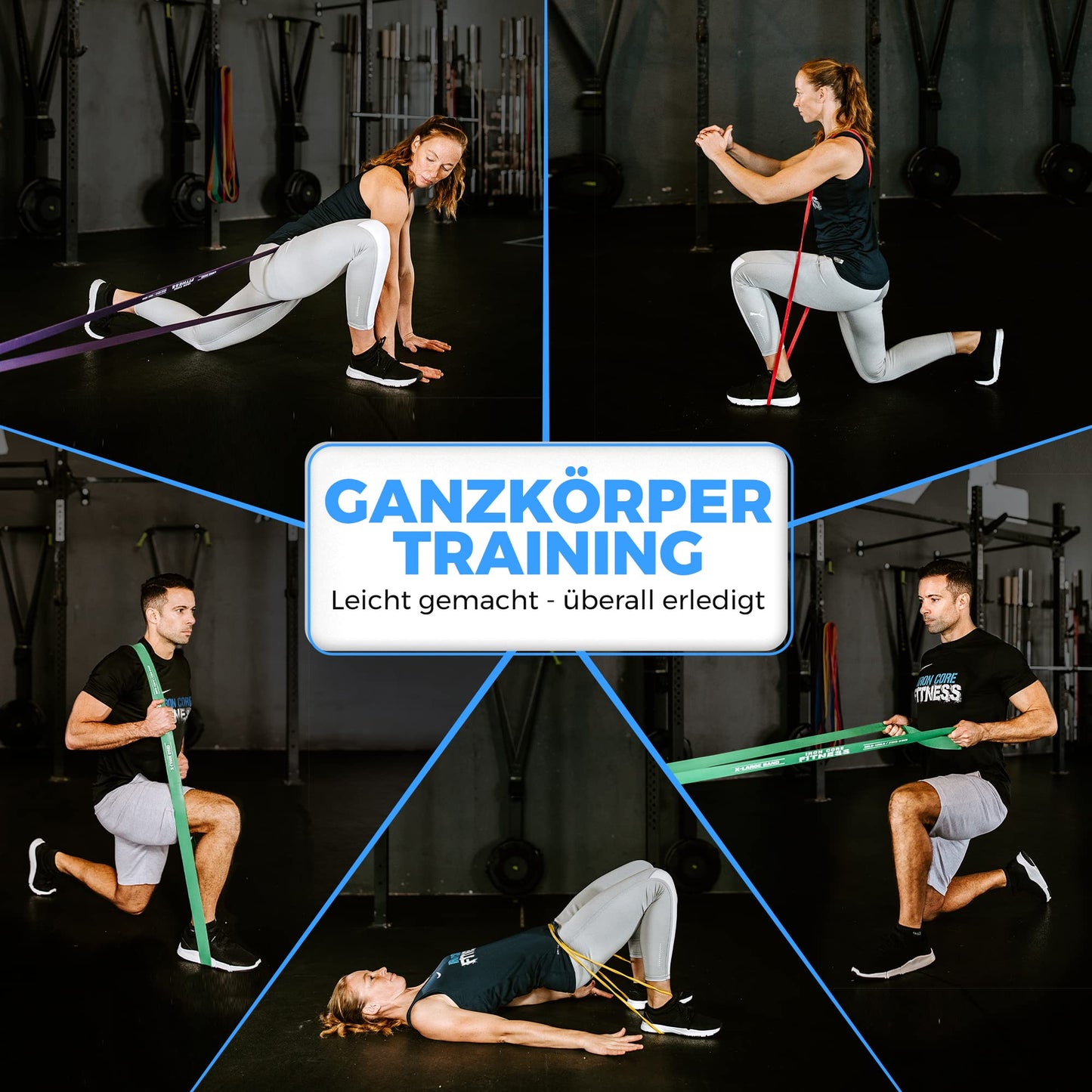 5 Klimmzug-Hilfsband-Set für Fitnessstudio, Training, Kraft, Mobilität, Dehnung Schweres, mittleres und leichtes von Iron Core Fitness. Long Resistance Band Pull ups