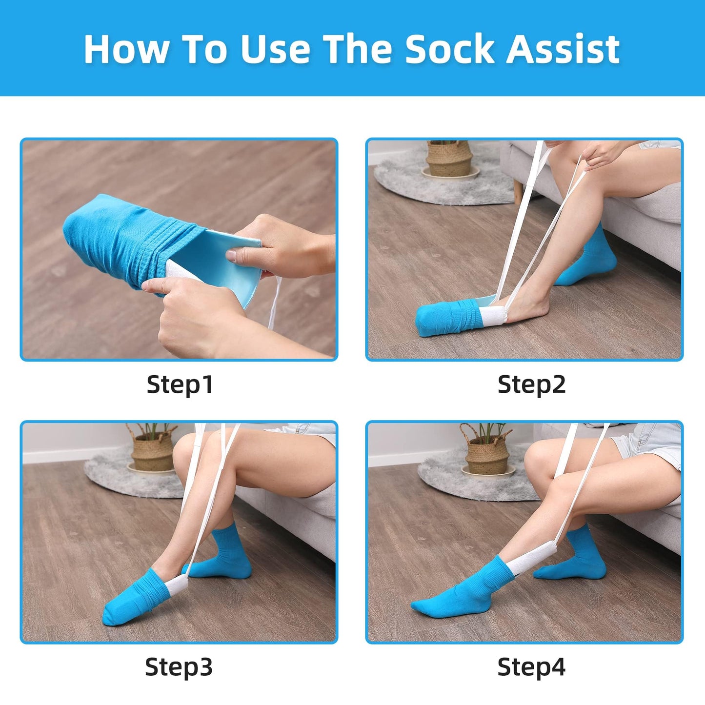 2 Stück Anziehhilfe für Socken und Hosen, Anziehhilfe für ältere und behinderte schwangere Frauen (Sockenanziehhilfe*1, Anziehhilfe für Hosen*1)