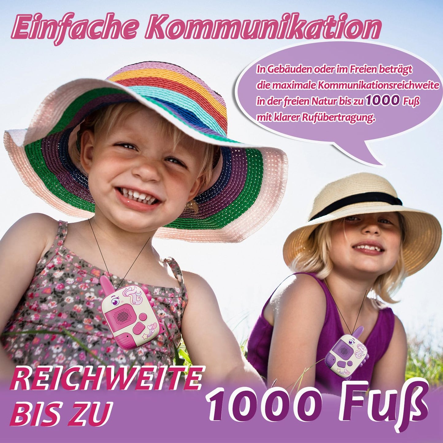 2PCS Walkie Talkies Kinder, Einhorn Geschenke für Mädchen Spielzeug ab 3 4 5 6 Jahre Geschenke Mädchen Outdoor Spiele für Kinder Walki Talki Kinderspielzeug Weihnachten Geschenkideen Einhorn Spielzeug