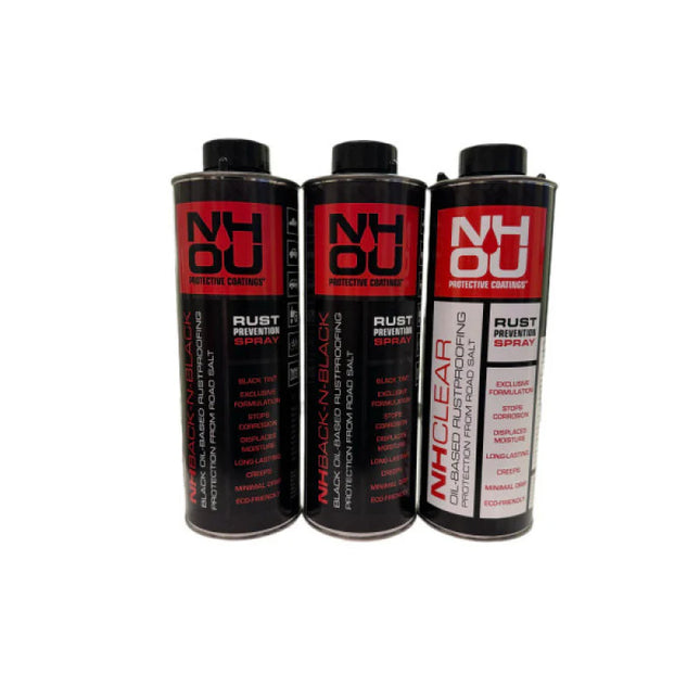 NHOU® Ölbeschichtung zur Rostschutzbehandlung – 3er-Set (2 × Schwarz + 1 × Transparent, 1000-ml-Metallbehälter)